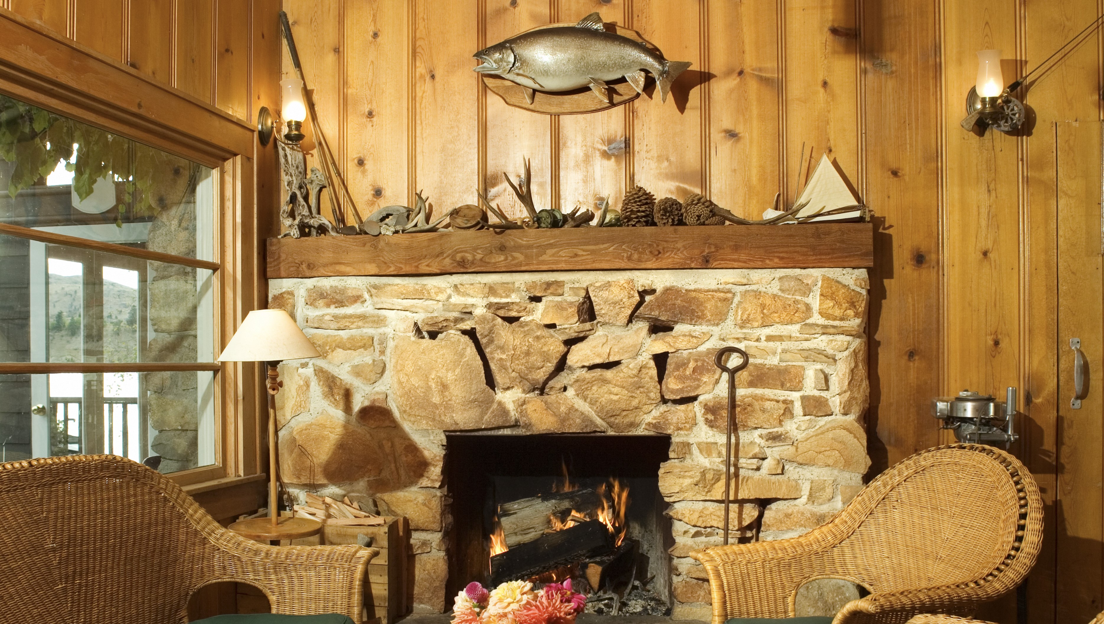 cabin fireplace